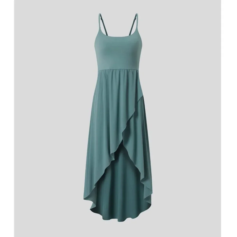 NWT Halara | Stone Blue Breezeful High Low Quick Dry Casual Midi Dress | Small - Picture 2 of 10